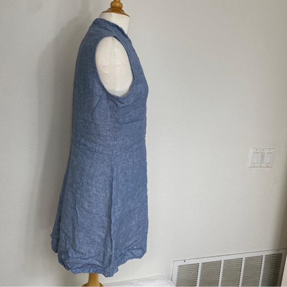 Bryn Walker Blue Chambray 100% Linen Sleeveless Button Tunic Blouse Size Medium - Picture 4 of 15